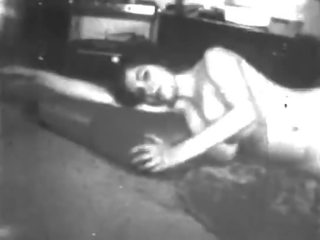 Big Boobs young woman strips and dances - Vintage B&W