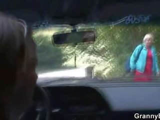 Old granny is picked up from road and fucked